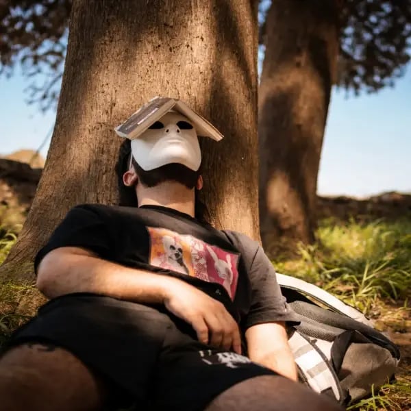 Person experiencing a virtual tour using a VR headset