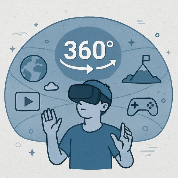 Representation of 360 interactive video with virtual reality elements